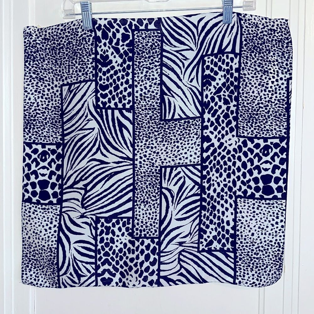 Black & white animal print silky feel polyester square scarf